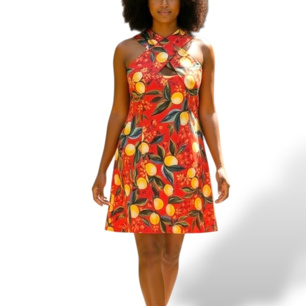 Vince Camuto Sleeveless Halter Fit & Flare Dress